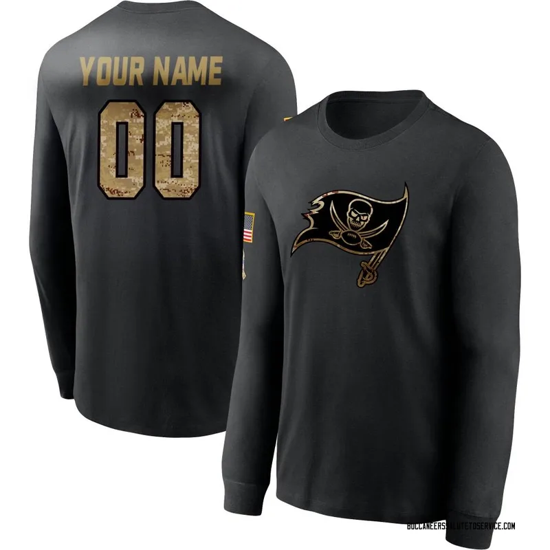 Men's Custom Tampa Bay Buccaneers Black 2020 Salute To Service Sideline Performance Long Sleeve T-Shirt