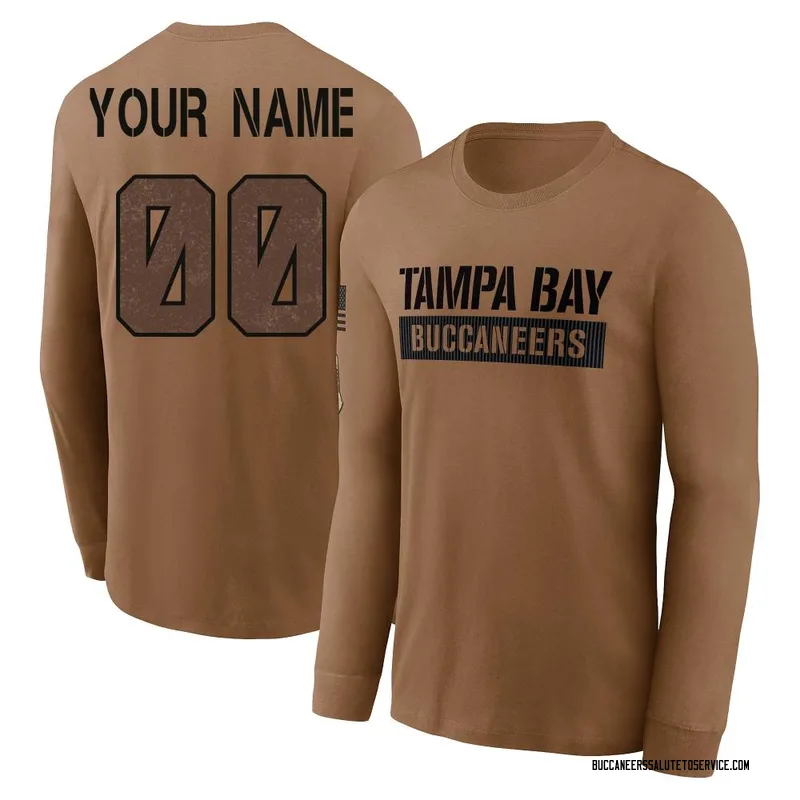 Men's Custom Tampa Bay Buccaneers Brown 2023 Salute To Service Long Sleeve T-Shirt