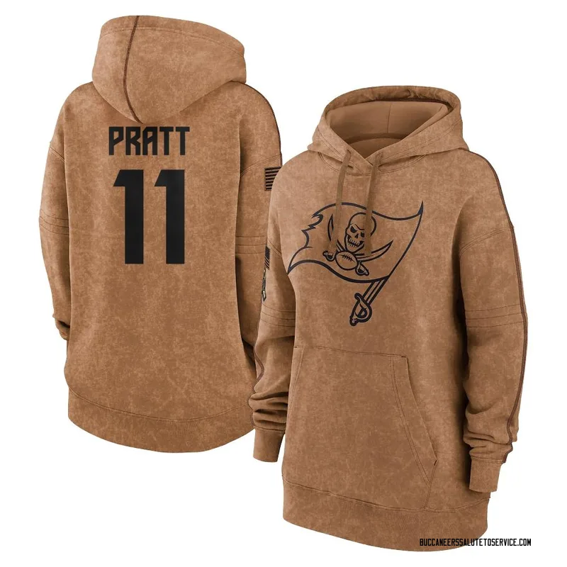 Women's Michael Pratt Tampa Bay Buccaneers Brown 2023 Salute To Service Pullover Hoodie